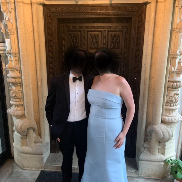 Amsale Ice Blue Jaylin Bridesmaid Dress - Picture 2 of 10